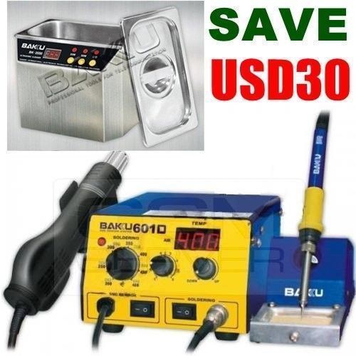 Saving !!! hot air soldering rework station + stainless steel ultrasonic cleaner for sale