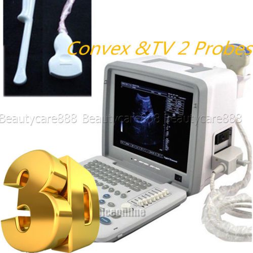 Full digital portable  ultrasound scanner machine +convex and tv probes free 3d for sale