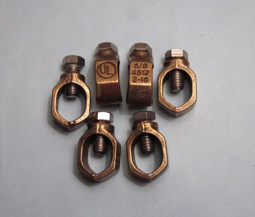6 bronze ground rod clamps 5/8&#034; stainless steel hex screw for sale