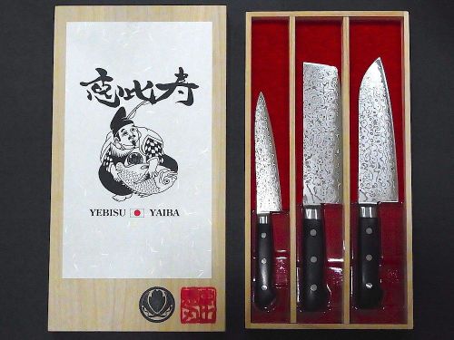 YEBISU YAIBA 3set SANTOKU NAKIRI PETIT HQ Japanese kitchen knife Damascus