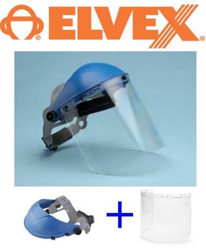 Elvex hg-25 / fs-15pc combo ratchet headgear + clear shield system for sale