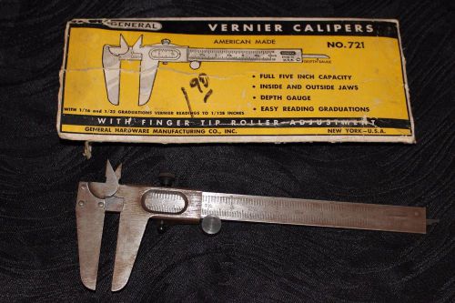 Vtg vernier calipers no. 721 w/ finger tip roller adjustment in original sleeve for sale