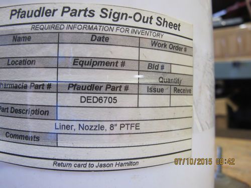 8” x 11” PTFE Nozzle Liner Glass Lined Reactor Pressure Vessel Pfaudler DED6705
