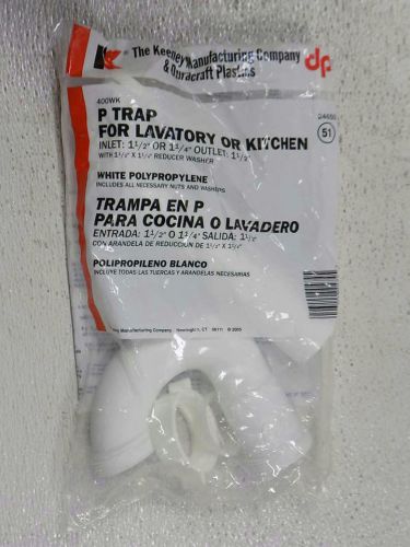 Lot of 30 Keeney Manufacturing White Plastic P-Trap 1-1/2in. 400WK