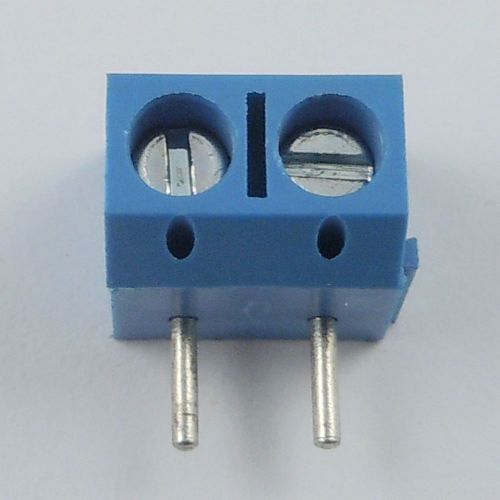 100pcs blue 5mm pitch 2 pin 2 way pcb right angle screw terminal block connector for sale