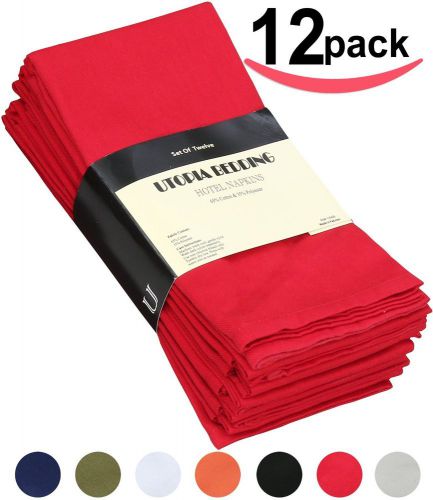 Utopia 12 Premium Cloth Napkins Soft And Durable Generous Size 18&#034; x 18&#034; Red