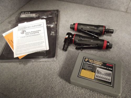AP 1/4&#034; Onyx Dual Air Die Grinder &amp; 8 Pc. Double Cut Carbide Rotary Burr Set 219