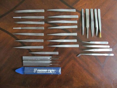 (24) Techi Tool Excelta Swanstrom Antimagnetic Precision Tweezer Pick Lot