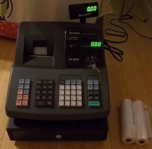 SHARP ELECTRONIC CASH REGISTER WITH THERMAL PRINTER XE-A22S &amp; 6 ROLLS PAPER