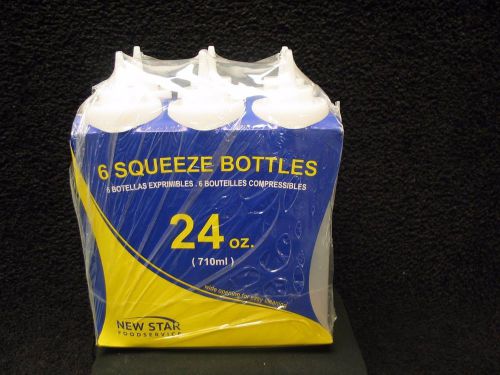 New Star Foodservice 6 Squeeze Bottles, 24 oz., Clear