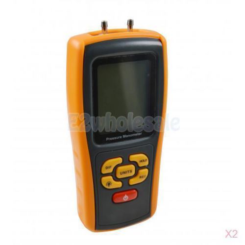 2x LCD Digital Manometer Differential Air Pressure Gauge 7.25psi w/ Back Light