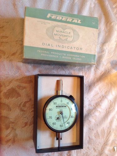 VINTAGE FEDERAL D8IS Reg Full Jeweled Dial Indicator READS in .001&#034; EUC SEE