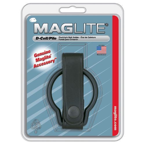 Maglite asxd036 black plain leather d-cell flashlight belt holster/holder for sale