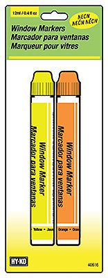 Hy-ko prod co window markers, neon orange &amp; yellow, 2-pk. for sale