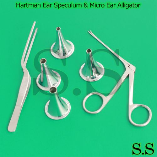 6Pcs-Hartman Ear Speculum &amp; Micro Ear Alligator &amp; Jensen Forceps,ENT Instruments