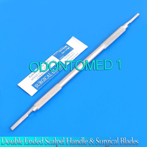 DOUBLE ENDED SIEGEL SCALPEL HANDLE #3 #4 +20 STERILE SURGICAL BLADES #12 #22