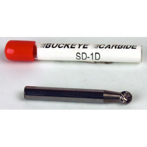 Carbide Burr (SD-1D) Ball Shape - Double Cut - 1/4 x 1/4 x 7/32 x 2
