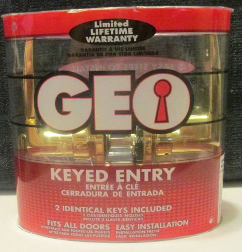 GEO Keyed Entry Newport Lever Lock - Polished Brass - New