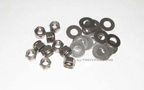 SS 10-3/8&#034;-24 FINE NYLOC LOCK NUTS &amp; 20-3/8&#034; FLAT WASHERS STAINLESS STEEL 18-8
