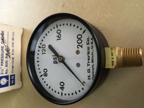 H. o. trerice co. 2 1/2&#034; pressure gauge no. 800 200 psi nos for sale