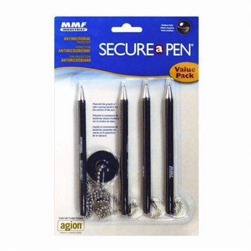 4 PACK OF MMF SECURE A PEN  24&#034; CHAIN REPLACMENT COUNTER SET - BLACK