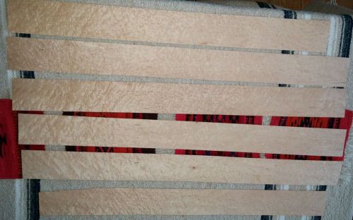 6 flat pieces birdseye maple raw wood veneer 35&#034; x 3 1/2&#034; thick 1/42