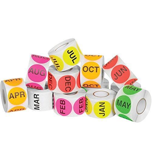 Tape Logic DL1239 Easy Order Pack Months of The Year Circle Label, 2&#034; Diameter,
