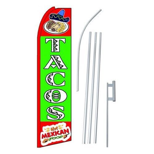 Tacos mexican food flag swooper feather sign banner 15ft kit made usa for sale