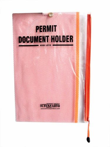 Lockout permit document holder two pockets orange for sale