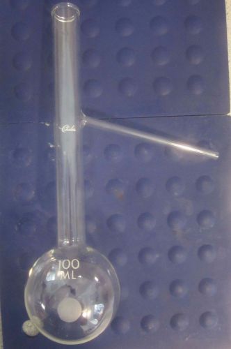 100 ml distillation flask Chatas Glass Co.  New in Box  Old Stock