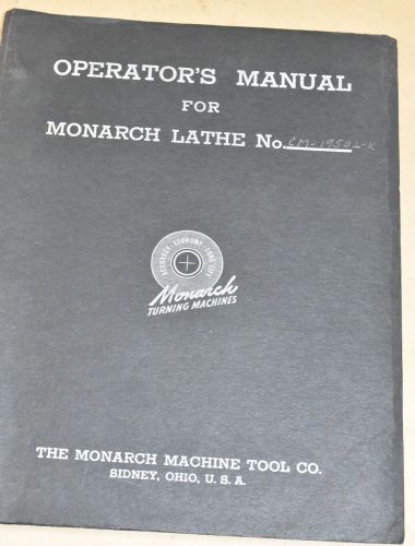 Monarch CM Lathe with Keller Attachment Operator’s Manual