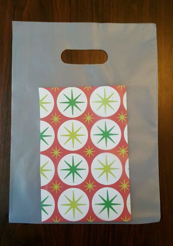 100 qty clear frosty 9&#034; x 12&#034; plastic merchandise frosted bags w/die cut handles for sale