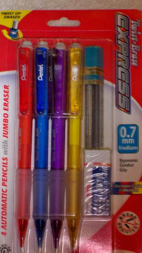 Pentel Twist-Express 0.7mm Medium Mechanical Pencils   4 pk.   School     NEW