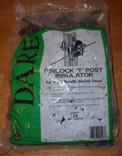 Dare black pin-lock snap-on t-post insulators, 25 count, part # 2550-25 for sale