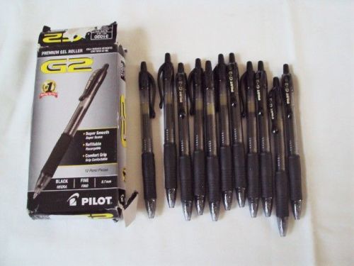 11 Pilot G2 Retractable Gel Ink Roller Ball Pens, Fine, Black, 0.7mm, 31020