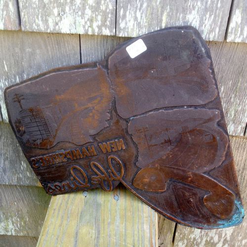 Vintage 1940&#039;s Copper Metal Engraved Printing Press Plate Telephone Advertising