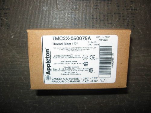 &#034; New in Box &#034; Appleton Aluminum Cable Gland Connector 1/2&#034; NPT # TMC2X-050075A