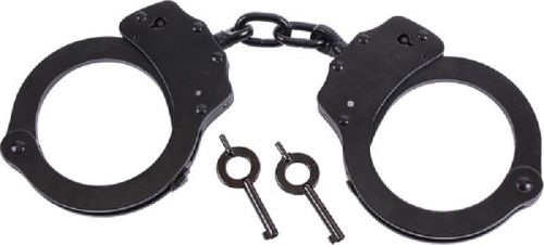 Handcuffs Black Stainless Double Lock Stainless Steel Handcuffs 10589