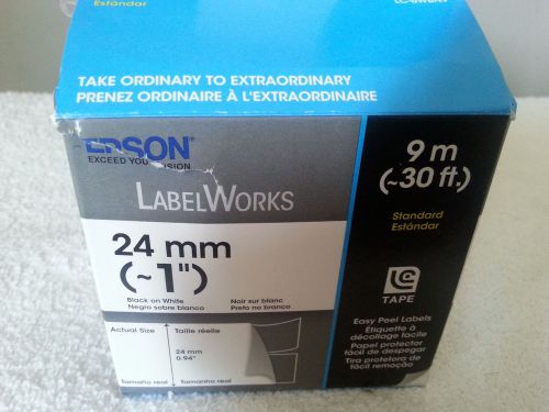 Epson LabelWorks   Tape Cartridge Black on White 1 inch 24mm + FREE SHIPPING