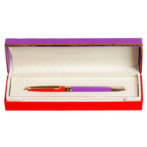 NEW - Kate Spade - Ball Point Pen - Thoughts on Her Sleeve - Red and Purple