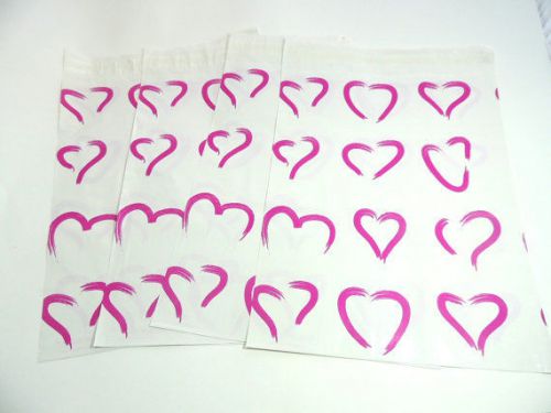 100  Pack Glossy Hearts Poly Mailer - 10 x 13&#039;&#039; Mailer Bag, Favor, Event,