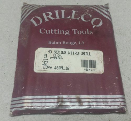 12 DRILLCO  9/32&#034; HD series Nitro Drill bits, EDP# 400N118, Made in USA
