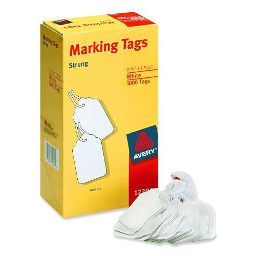 Avery White Marking Tags Strung, 2.75 x 1.68 Inches, Pack of 1000 (12201)
