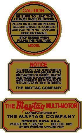 NEW MAYTAG 3 PIECE ENGINE VINYL STICKER SET (A077)