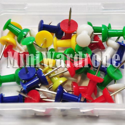 35 push pins universal color plastic head tack memo map cork board office for sale