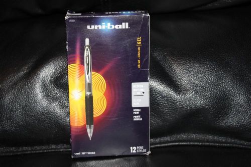uni-ball 207 Needle Retractable Gel Pens, Medium Point, Black Ink, Pack of 12