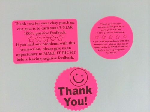 45 THANK YOU Pack Stickers Labels Neon NEW THANK YOU for your purchase ebay NEW