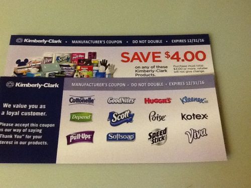 10 Certificates Save $4.00 On Any Kimberly Clark Product