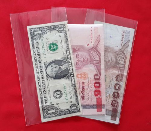 100 CRYSTAL CLEAR PLASTIC PROTECTORS PAPER MONEY COLLECTION Gift STAMP SUPPLIES