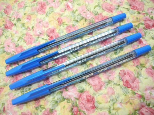 4pcs PILOT BP-S 1.0mm Medium ball point pen with cap Blue (Japan)